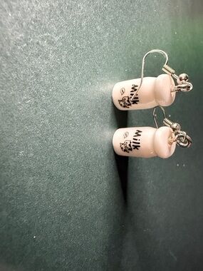 Cute White Milk Bottle Dangle Earrings - Novelty Women Jewelry